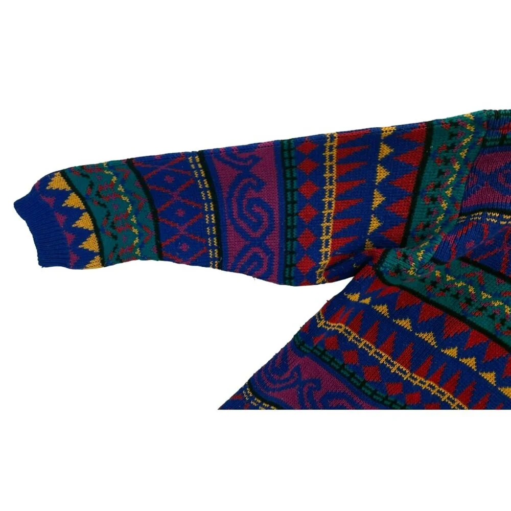 Vintage Coogi Style Geometric Memphis 80s Hip Hop Womens Alfred Dunner Sweater - Picture 5 of 7